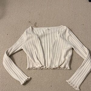 LA Hearts Cream Ribbed Women's Half Cardigan